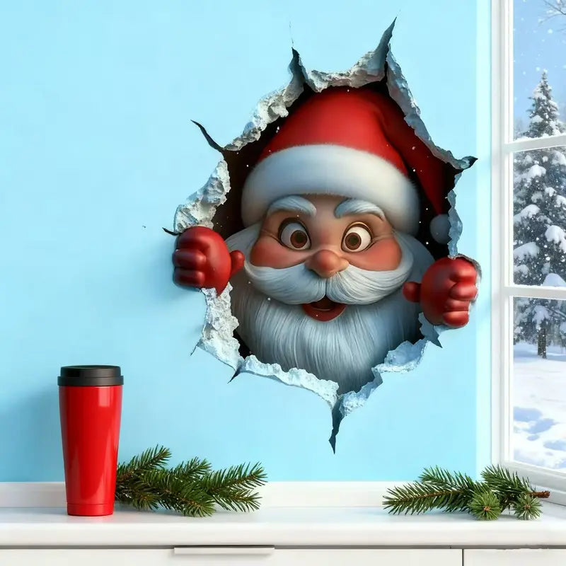 🎄Creative three-dimensional Santa Claus wall sticker！