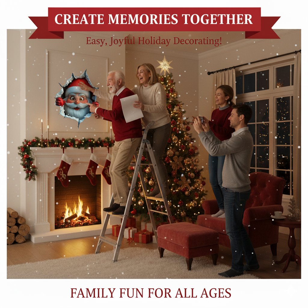 🎄Creative three-dimensional Santa Claus wall sticker！