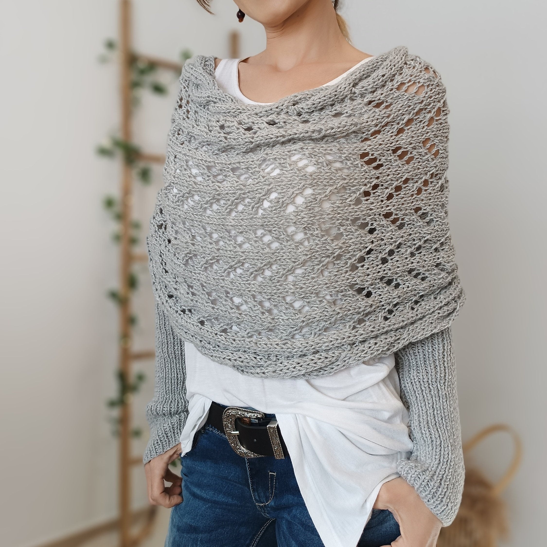 Knitted Cable Wrap, Shrugs For Women, Knitted Wrap
