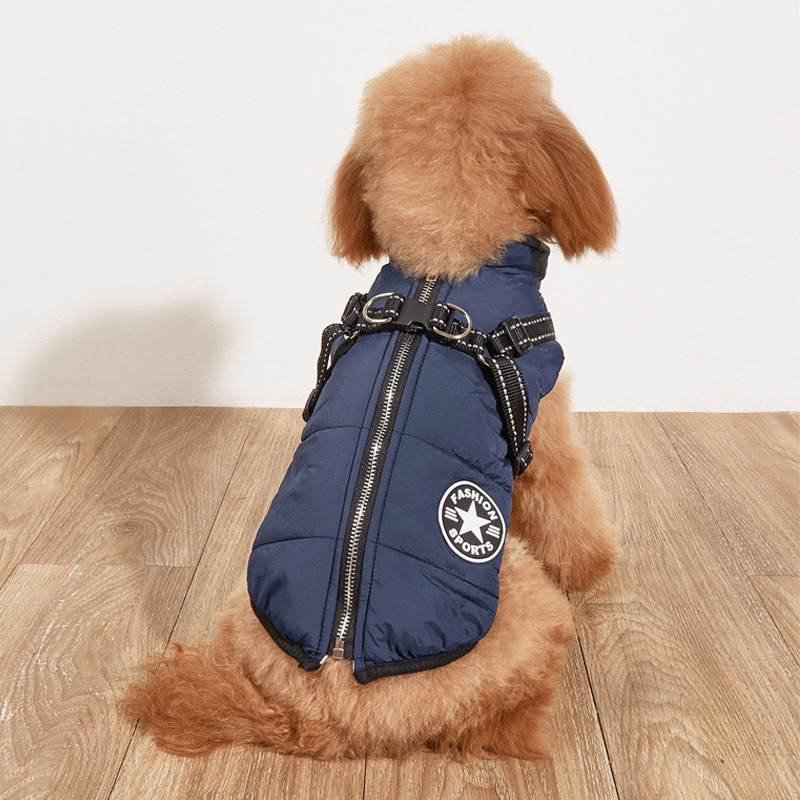 🎅Waterproof Winter Dog Jacket with Built-in Harness